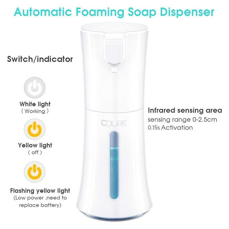 泡ソープディスペンサー電池式450ml電動センサーフォーム石鹸CQURE450ml/15.2ozAutomaticSoapDispenser,AutomaticFoamingHandFreeSoapDispenserTouchless,BatteryOperatedFoamLiquidSoapDispenserforBathroomKitchen(White)