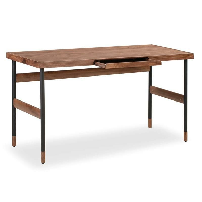 ライティングデスク幅140cmウォルナット引き出し付KardielWALNUTUrbane55"WritingDesk