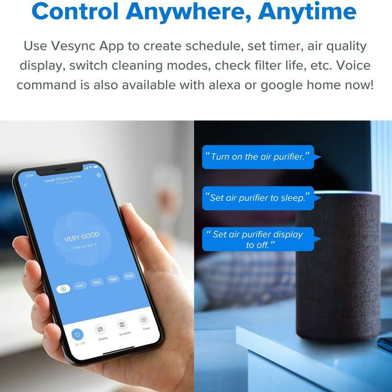 空気清浄機 HEPAフィルター 消臭 静音 54畳 Alexa Google Home 接続