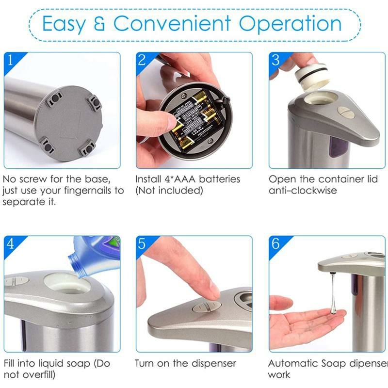 液体ソープディスペンサー電池式280mlステンレスNozamaAutomaticSoapDispenserEquippedwithStainlessSteel,AdjustableSwitches,InfraredMotionSensor,WaterproofBase,SuitableforBathroomKitchenHotelRestaurant家電