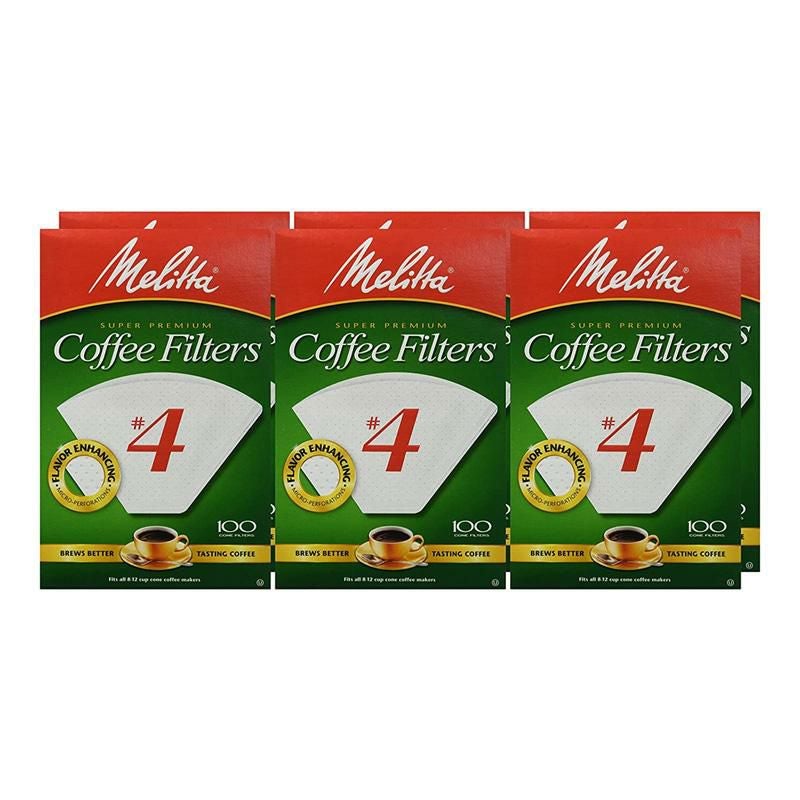 コーンコーヒーフィルター8～12カップ600枚メリタホワイトMelitta#4ConeCoffeeFilters,White,100Count(Packof6)