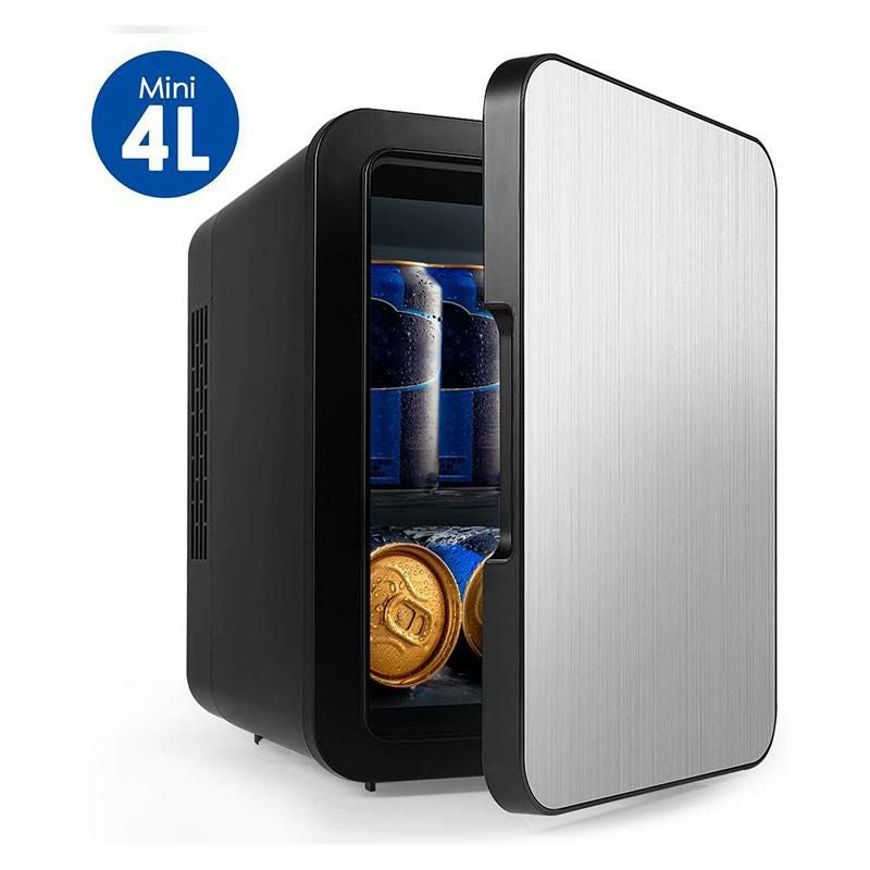 ミニ 冷温庫 温冷 保冷 保温 4缶 4L シルバー 車載可 Mini Fridge with