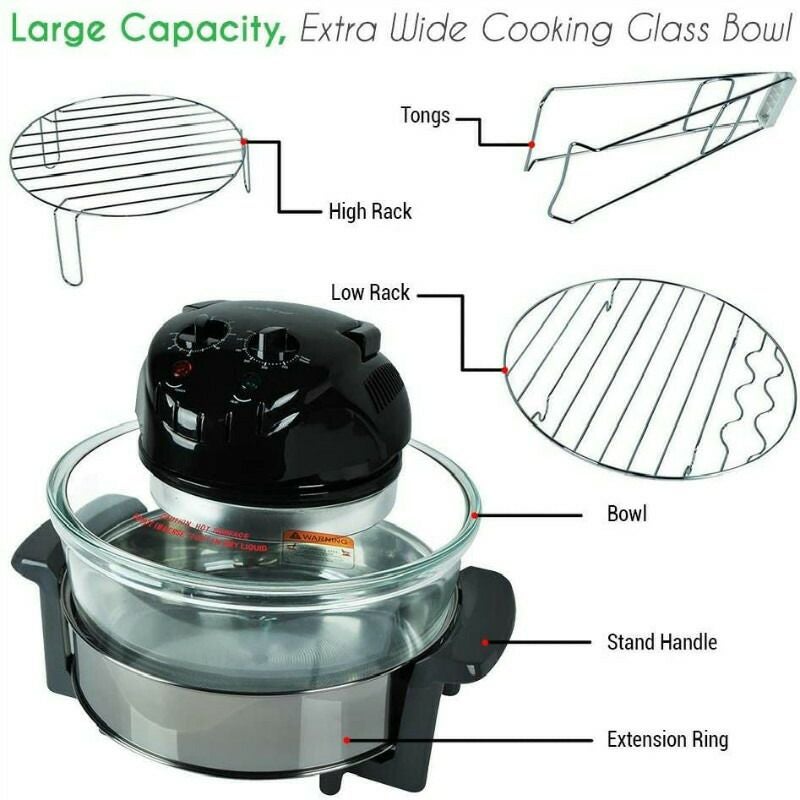 遠赤外線ガラスコンベクションオーブンNutriChefConvectionCountertopToasterOven-HealthyKitchenAirFryerRoasterOven,Bake,Grill,SteamBroil,Roast&Air-Fry,IncludesGlassBowl,BroilRackandToastingRack,120V-PKCOV45家電