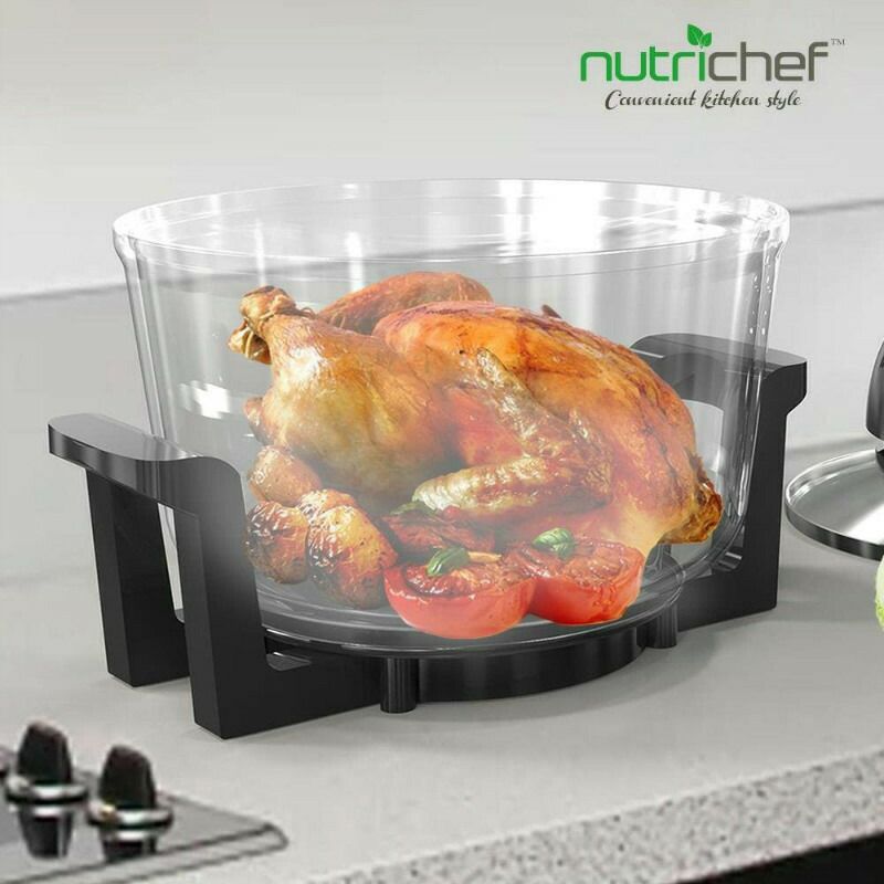 遠赤外線ガラスコンベクションオーブンNutriChefConvectionCountertopToasterOven-HealthyKitchenAirFryerRoasterOven,Bake,Grill,SteamBroil,Roast&Air-Fry,IncludesGlassBowl,BroilRackandToastingRack,120V-PKCOV45家電