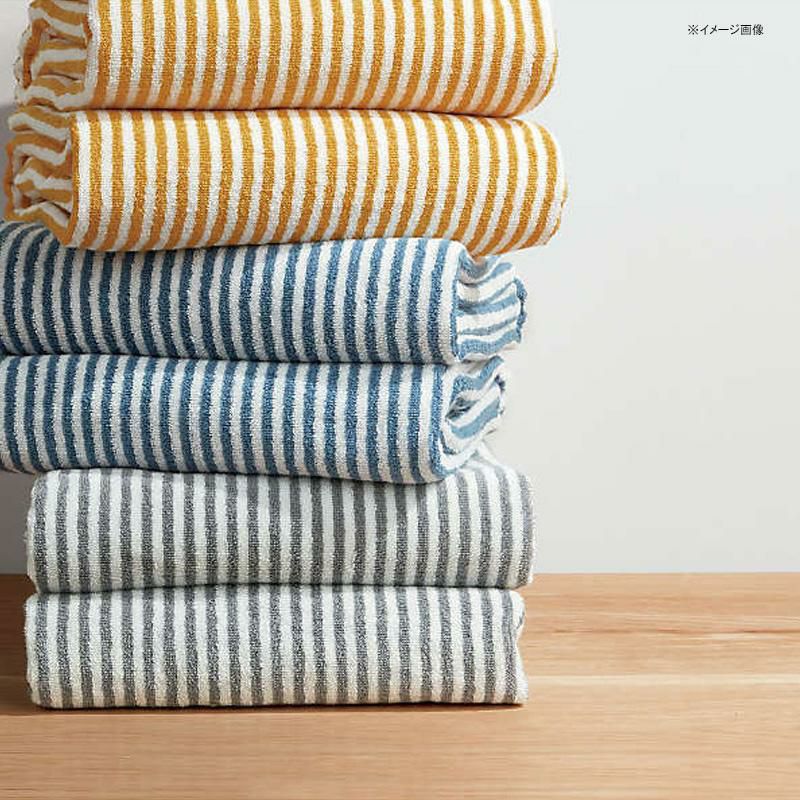 バスタオルストライプ柄69×140cmオーガニックコットンポルトガル製HemiOrganicBlueStripeBathTowelCrateandBarrelExclusive
