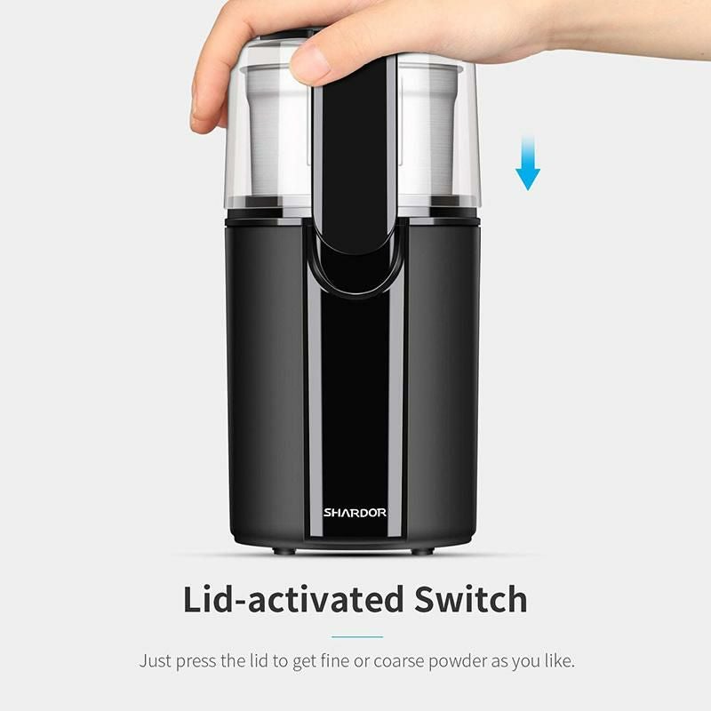 電動グラインダーブレード2種ミルコーヒー豆挽きスパイスSHARDORCoffee&SpiceGrindersElectric,2RemovableStainlessSteelBowlsforDryorWetGrinding,Black家電
