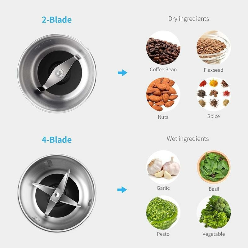 電動グラインダーブレード2種ミルコーヒー豆挽きスパイスSHARDORCoffee&SpiceGrindersElectric,2RemovableStainlessSteelBowlsforDryorWetGrinding,Black家電
