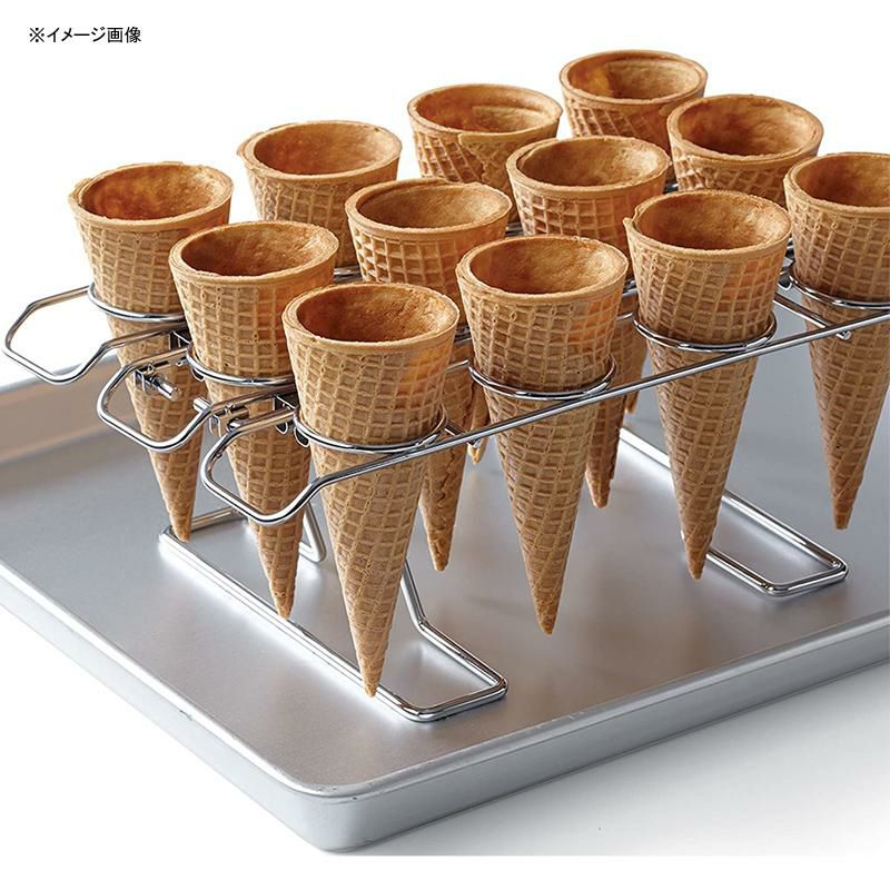 アイスクリームコーンホルダースタンドラック12本シルバーWiltonCupcakeConesBakingRack,12-CavityIceCreamConeCupcakesHolder