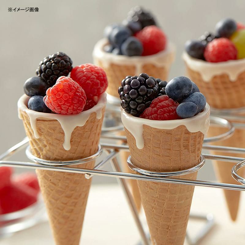 アイスクリームコーンホルダースタンドラック12本シルバーWiltonCupcakeConesBakingRack,12-CavityIceCreamConeCupcakesHolder