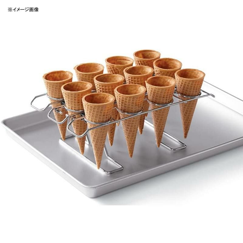 アイスクリームコーンホルダースタンドラック12本シルバーWiltonCupcakeConesBakingRack,12-CavityIceCreamConeCupcakesHolder