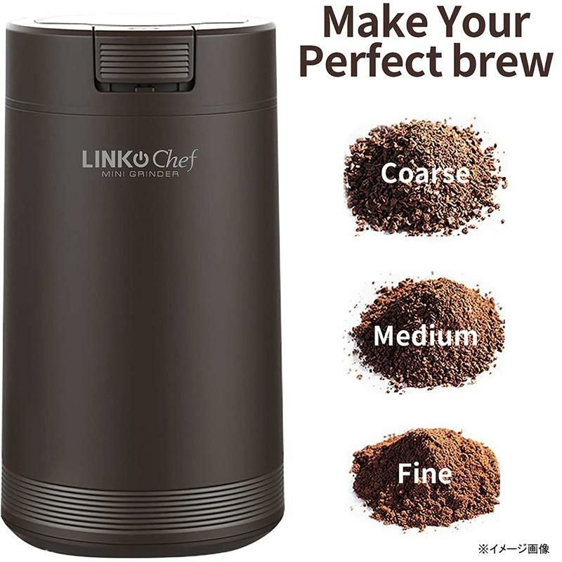 コーヒーグラインダー豆挽き電動ミルプロペラ式ナッツハーブスパイスCoffeeGrinderwithBrush,LINKChef200WSpiceGrinderwithStainlessSteelBladeforSeedBeanNutHerbPepper&Grain,LidActivatedSafetySwitch,Brown,CG-8420家電