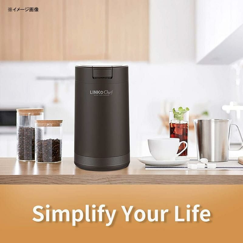 コーヒーグラインダー豆挽き電動ミルプロペラ式ナッツハーブスパイスCoffeeGrinderwithBrush,LINKChef200WSpiceGrinderwithStainlessSteelBladeforSeedBeanNutHerbPepper&Grain,LidActivatedSafetySwitch,Brown,CG-8420家電