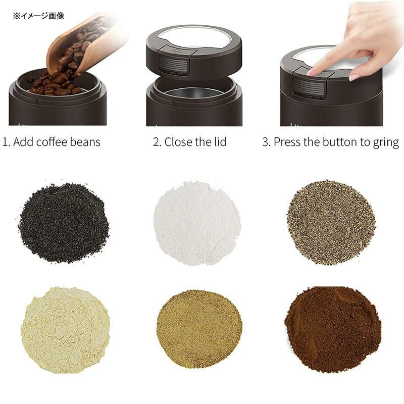 コーヒーグラインダー豆挽き電動ミルプロペラ式ナッツハーブスパイスCoffeeGrinderwithBrush,LINKChef200WSpiceGrinderwithStainlessSteelBladeforSeedBeanNutHerbPepper&Grain,LidActivatedSafetySwitch,Brown,CG-8420家電