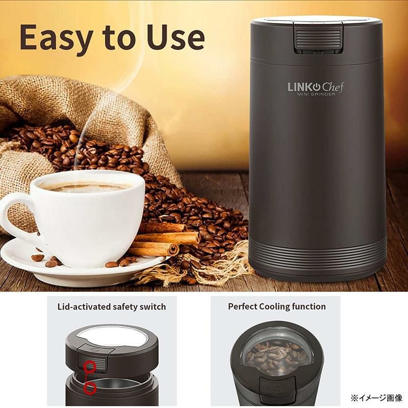 コーヒーグラインダー豆挽き電動ミルプロペラ式ナッツハーブスパイスCoffeeGrinderwithBrush,LINKChef200WSpiceGrinderwithStainlessSteelBladeforSeedBeanNutHerbPepper&Grain,LidActivatedSafetySwitch,Brown,CG-8420家電