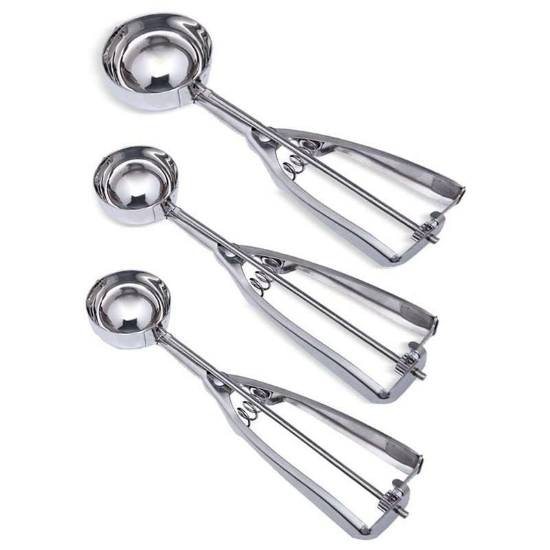 スクープアイスクリーム3サイズセットステンレスすくうCookieScoopSet,UTILITI3PCSStainlessSteelIceCreamScoopincludeLargeMediumSmallCookieDoughScooperSetForBakingIceCreamBallMaker