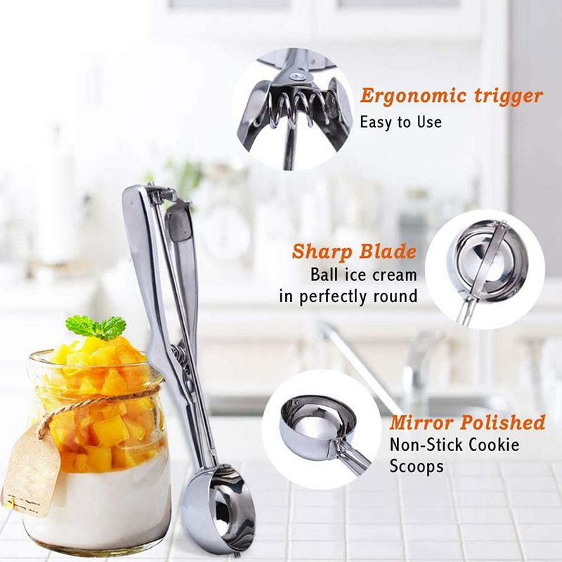 スクープアイスクリーム3サイズセットステンレスすくうCookieScoopSet,UTILITI3PCSStainlessSteelIceCreamScoopincludeLargeMediumSmallCookieDoughScooperSetForBakingIceCreamBallMaker