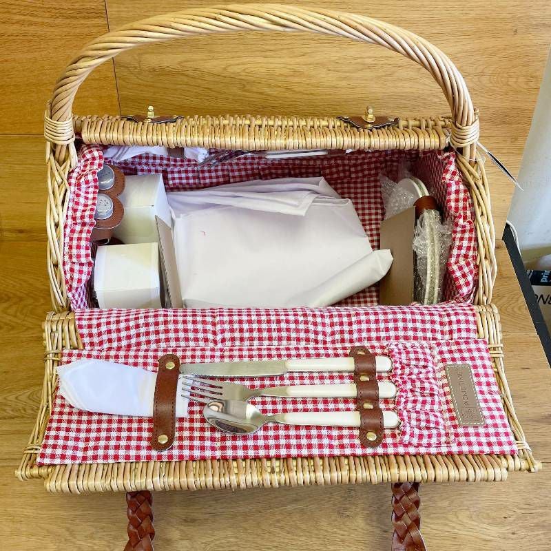 ピクニックバスケット 2人用 PICNIC TIME Barrel Wicker Picnic Basket