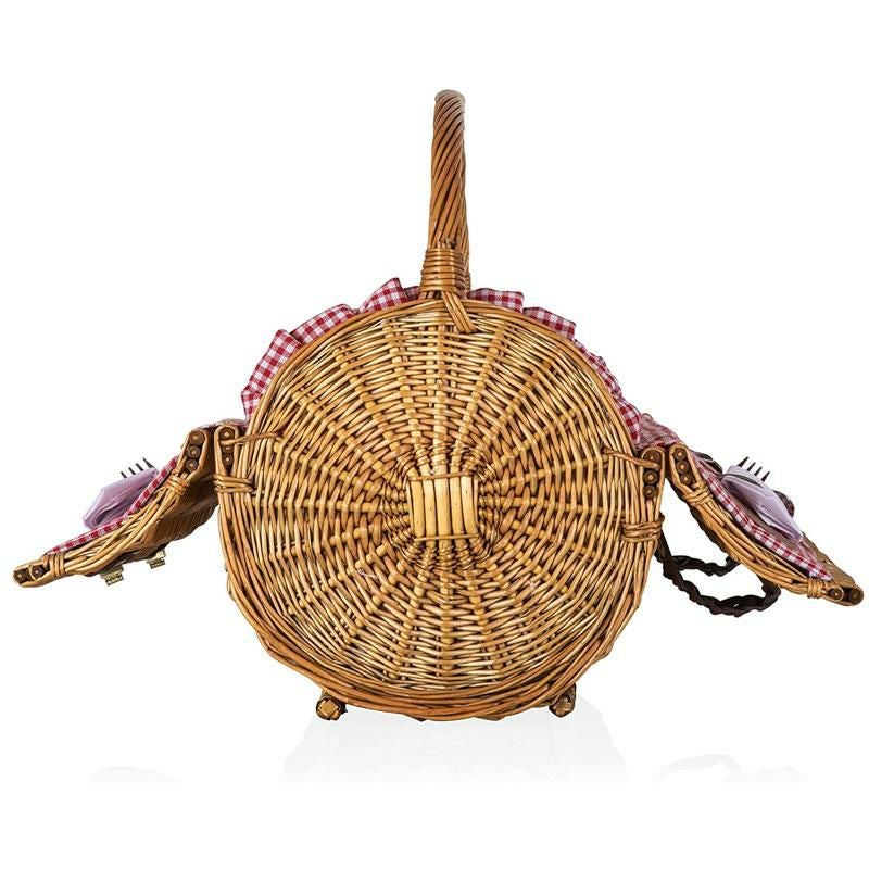 ピクニックバスケット2人用PICNICTIMEBarrelWickerPicnicBasketwithServiceforTwo,Red/WhiteGingham