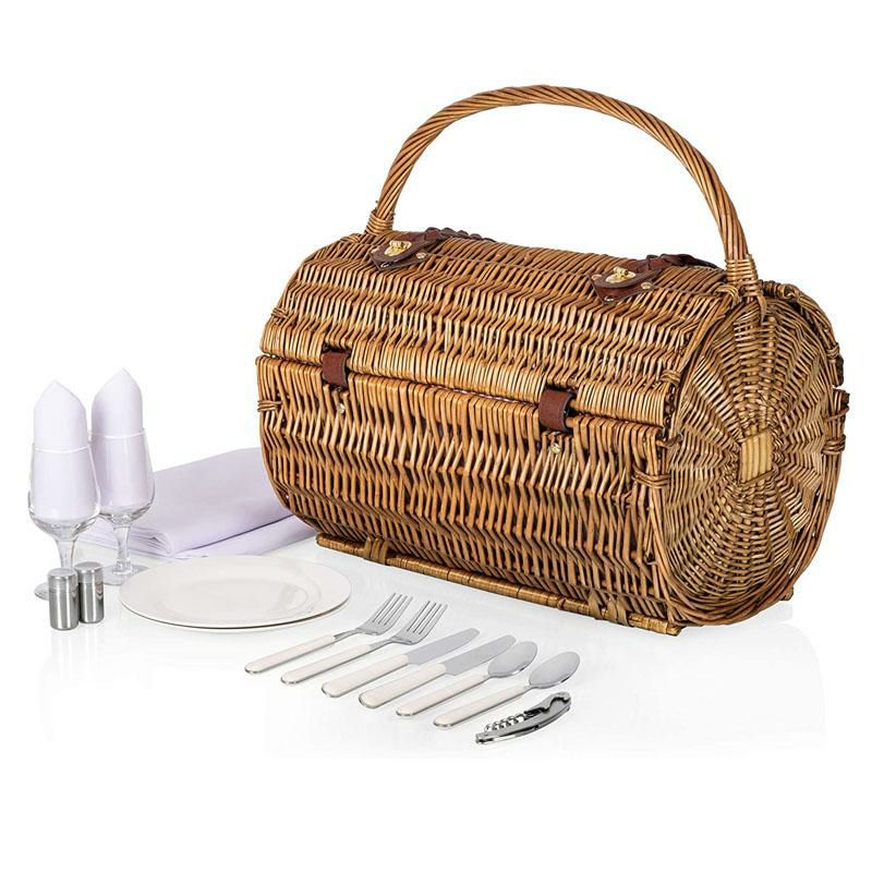 ピクニックバスケット 2人用 PICNIC TIME Barrel Wicker Picnic Basket