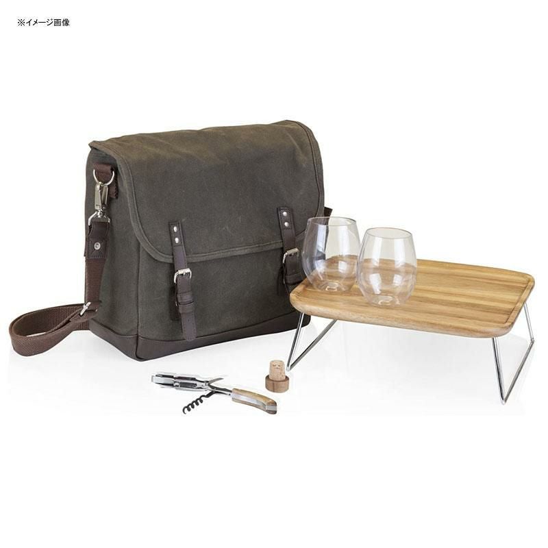 ワイントート2本用バッグテーブルグラスストッパーコルク抜き付LEGACY-aPicnicTimeBrandAdventureInsulatedDoubleWineTotewithServiceforTwo,KhakiGreen/Brown