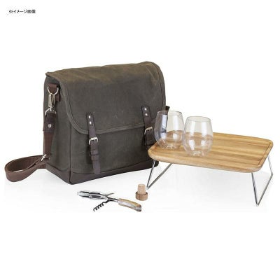 ワイントート2本用バッグテーブルグラスストッパーコルク抜き付LEGACY-aPicnicTimeBrandAdventureInsulatedDoubleWineTotewithServiceforTwo,KhakiGreen/Brown