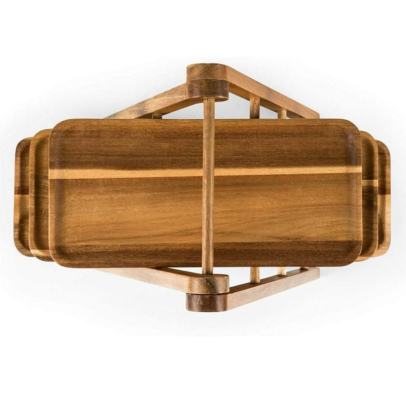 サービングトレー木製3段アカシアTOSCANA-aPicnicTimeBrandThree-TieredAcaciaLadderServingStation,14-3/4Inch