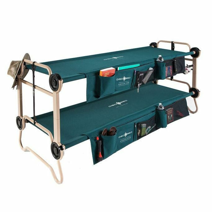 折りたたみベッド2段ラージサイズベンチ227kgまでキャンプアウトドアDisc-O-BedLargewithOrganizers