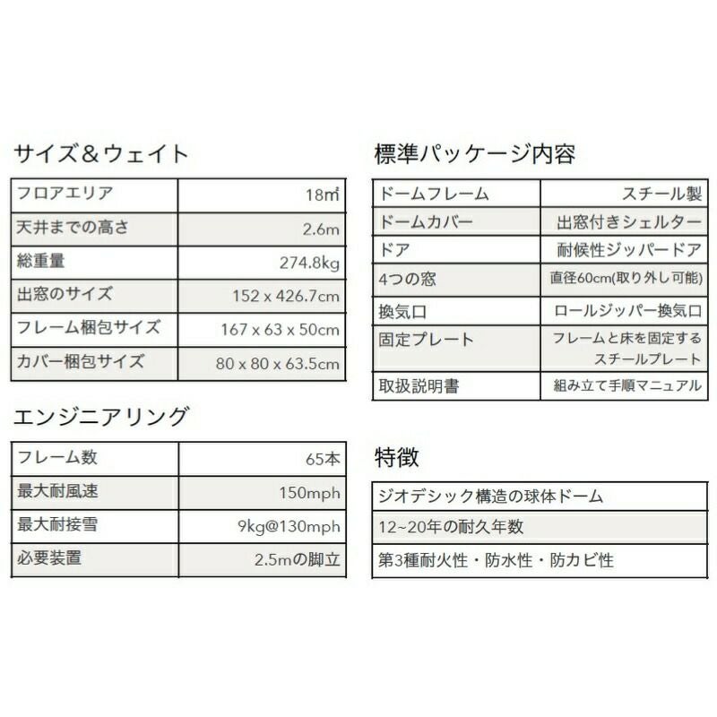 ドームテント直径5mドア付ミルキーウェイMilkyWayGeodesicDome(16ft)