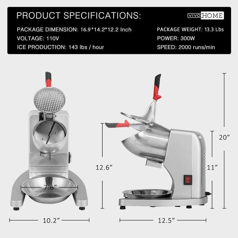 アイスクラッシャーアイスシェーバースノーコーンメーカーかき氷ROVSUNCommercialIceCrusher440lbs/h1400rpm,IndustrialHeavyDutyIceShaverMachineDualStainlessSteelBladeElectricShavedIceMachineCountertopSnowConeMaker家電