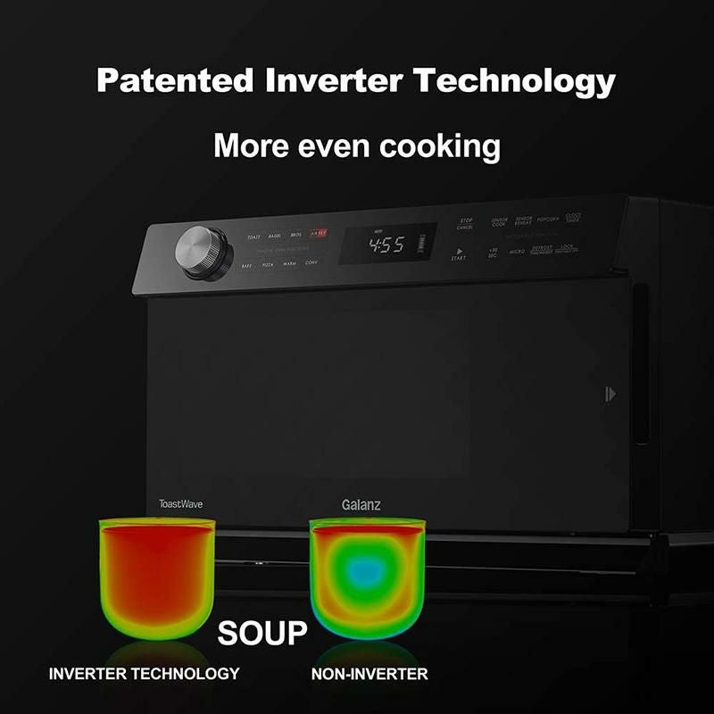 コンベクションオーブン電子レンジノンフライヤーGalanzGTWHG12BKSA104-in-1ToastWavewithTotalFry360,Black家電