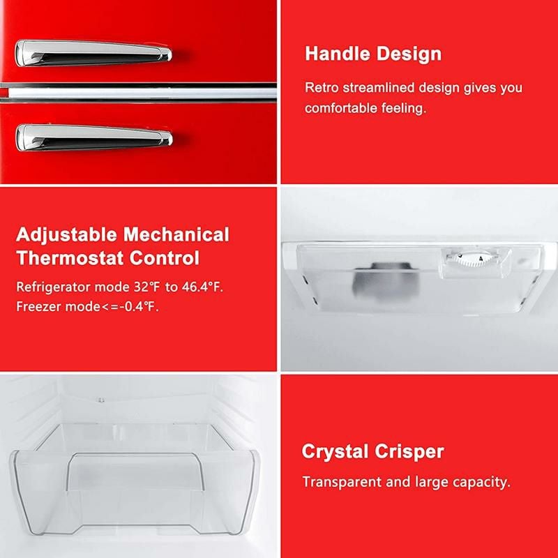 冷蔵庫冷凍庫210L2ドアレトロGalanzGLR74BRDR12RetroBottomMountRefrigerator,AdjustableMechanicalThermostatwithTrueFreezer,7.4Cu.Ft,Red,CuFt家電
