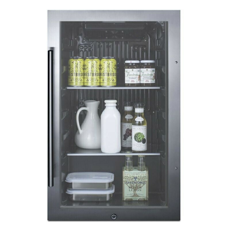 冷蔵庫 ビルトイン 屋外対応 88L ガラスドア 鍵付き 幅48cm ステンレス