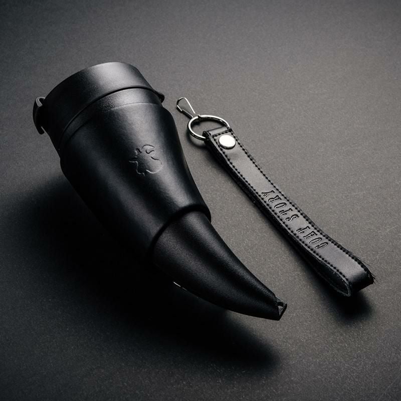 ホーン型マグ350mlレザーホルダー付ゴートマグカップBPAフリーGoatMugWithFauxRealLeatherHolder