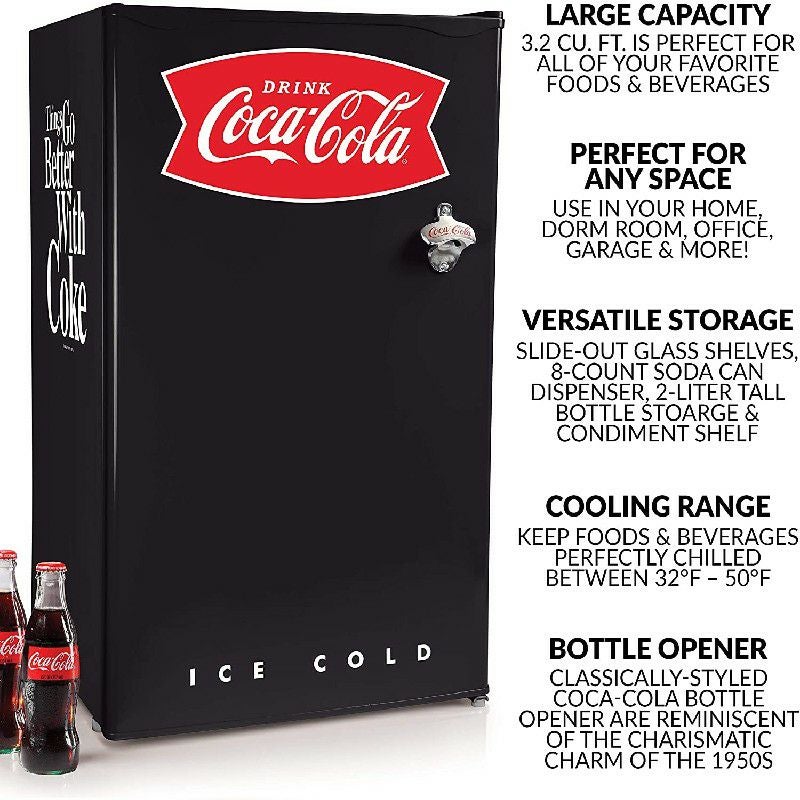 冷蔵庫 コカコーラ 栓抜き 角氷トレイ スクレーパー付き 90.6L Coca