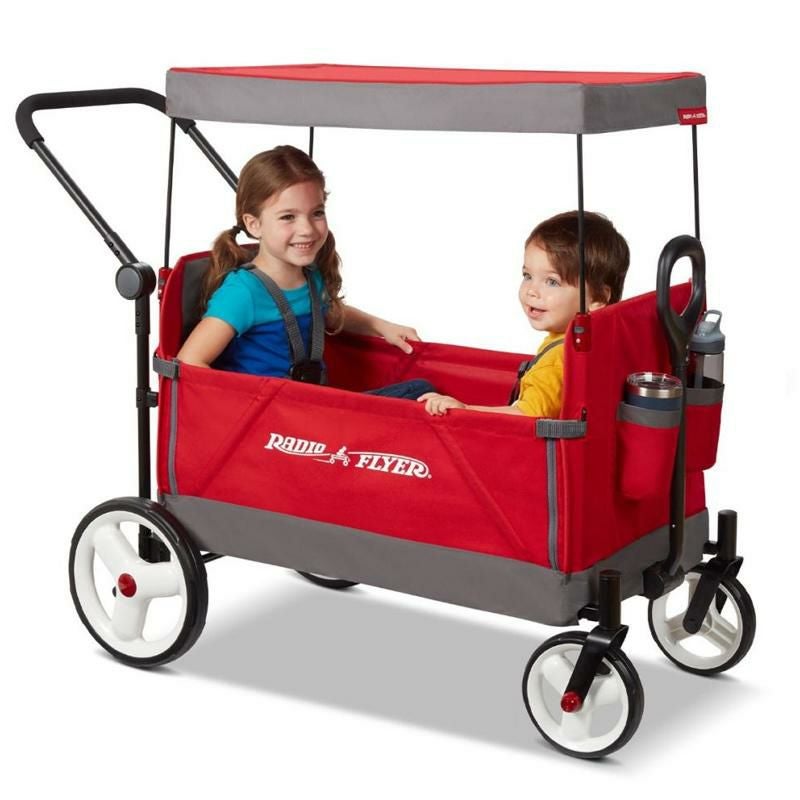 ワゴンベビーカー最大55kg屋根付ベンチ子供アウトドアキャリーカートRadioFlyerConvertibleStrollerWagon