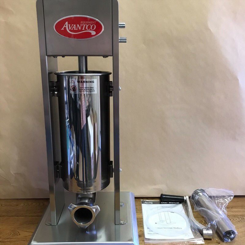 ソーセージスタッファーステンレス縦型4サイズ詰めるAvantcoStainlessSteelVerticalManualSausageStufferwith1/2",3/4",11/4",and11/2"StainlessSteelFunnels