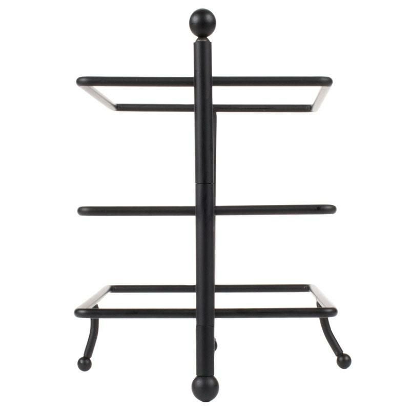 折りたたみディスプレイスタンド角形3段メタルワイヤーブラックトレイなしカフェレストランバイキングビュッフェAmericanMetalcraftTTREC3IronworksThree-TierFoldableRectangularDisplayStand124TTREC3