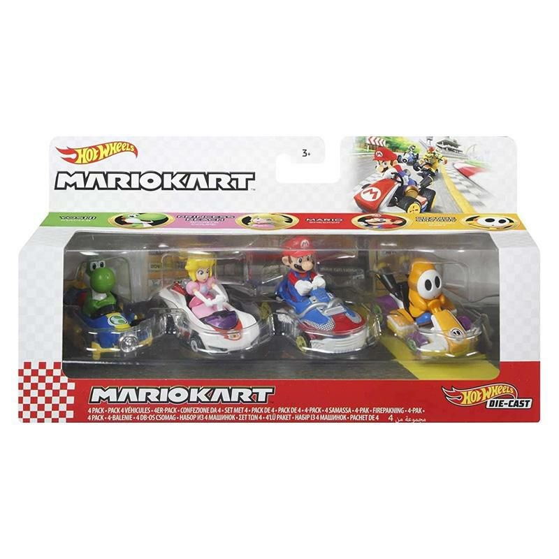 ホットウィール マリオカート おもちゃ 4個セット 車 ヨッシー ピーチ