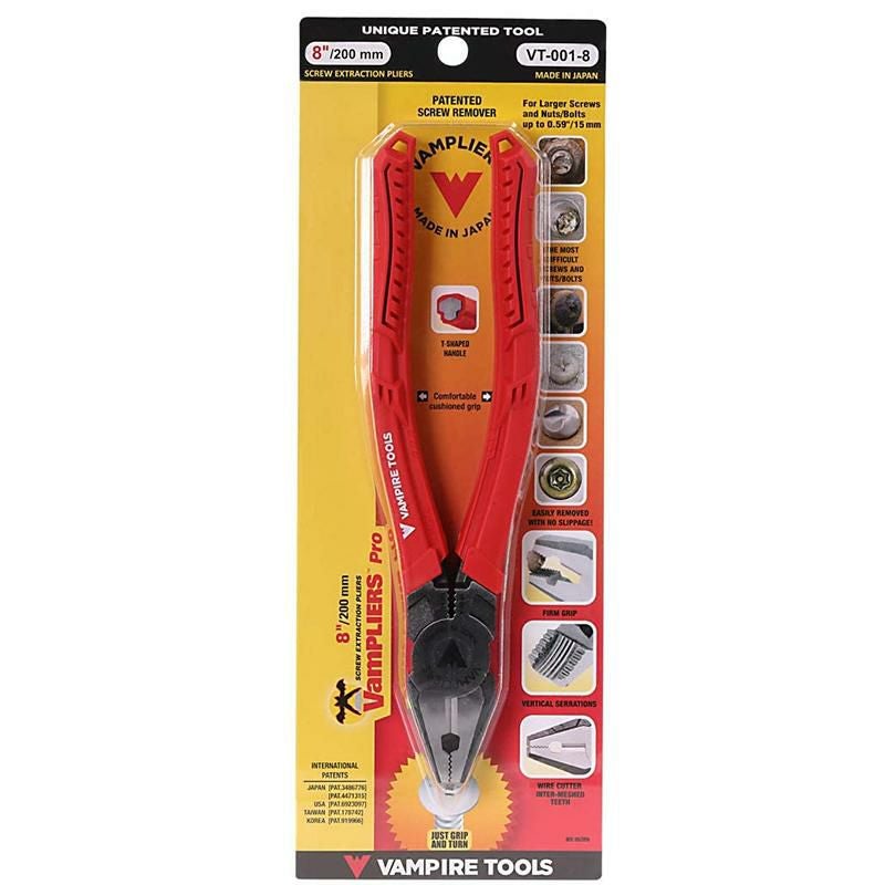 ネジ外しプライヤーペンチ頭つぶれ錆埋まった引き抜く道具VAMPLIERS.World'sBestPliers.8"PRO,ScrewExtractorPlierstoRemoveRusted/Damage/SpecialtyScrewsnutsandBolts(PRO)