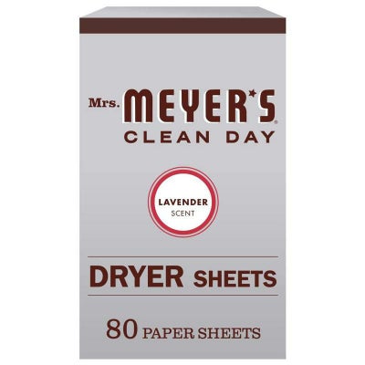 ミセスマイヤーズドライヤーシート80枚柔軟剤Mrs.Meyer'sCleanDayDryerSheets,SoftensFabric,ReducesStatic,CrueltyFreeFormula,80Count