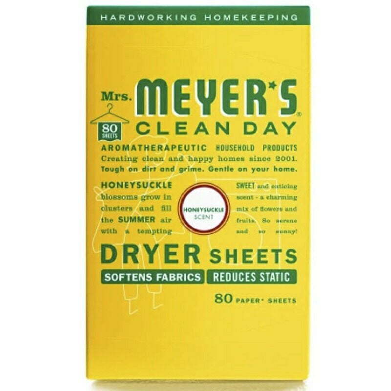 ミセスマイヤーズドライヤーシート80枚柔軟剤Mrs.Meyer'sCleanDayDryerSheets,SoftensFabric,ReducesStatic,CrueltyFreeFormula,80Count
