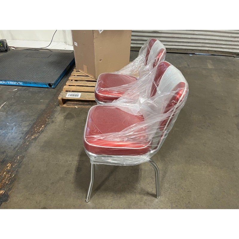 アメリカ製 レトロ ダイナーチェア 2脚セット Vバック クローム脚