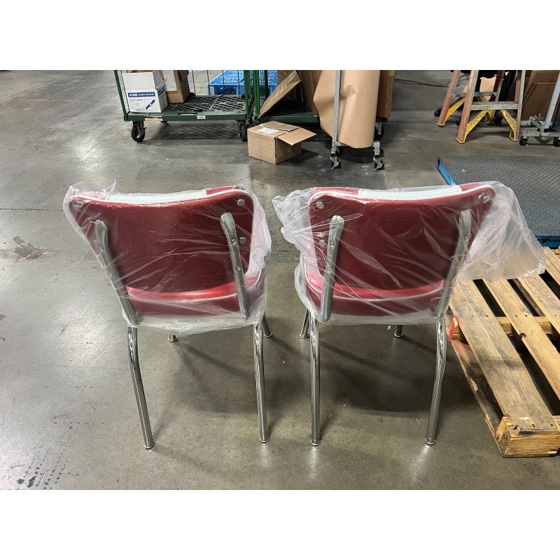アメリカ製 レトロ ダイナーチェア 2脚セット Vバック クローム脚