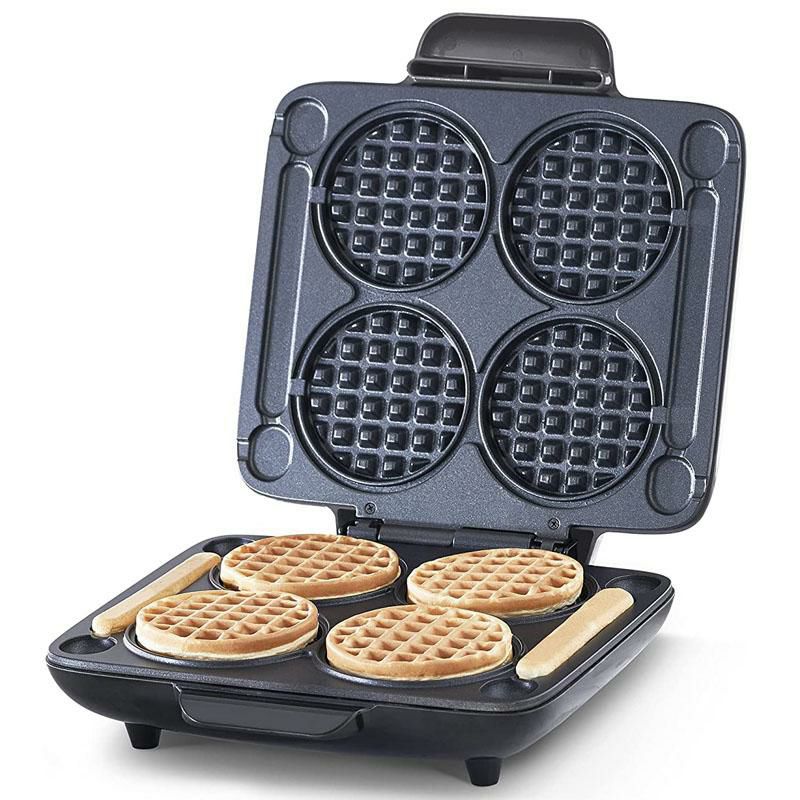 業務用　ワッフルメーカー　４枚焼き 家庭用 ワッフルメーカー4枚焼 丸型 クロム Belgian Waffle Maker 家電