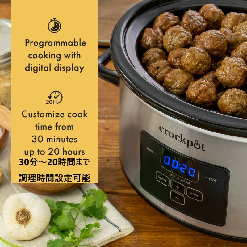 スロークッカー 3.8L クロックポット 持ち運びに便利 Crockpot 4-Quart
