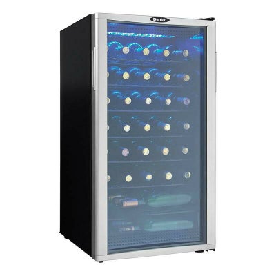ワインクーラー35本91LステンレスガラスドアブルーLED照明ダンビーDanbyDWC350BLP3.2Cu.Ft.FreeStandingWineCooler,Holds35Bottles,SingleZoneFridgewithGlassDoor-BeverageChillerforKitchen,HomeBar