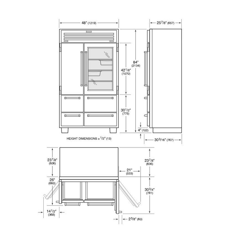 冷蔵庫自動製氷機ビルトイン860Lステンレス幅122cmSub-ZeroBuilt-In48InchCounterDepthSmartRefrigeratorwith30.4Cu.Ft.TotalCapacity,AirPurificationSystem,AdvancedTemperatureControl,AutomaticIceMakerPRO4850G/PRO4850