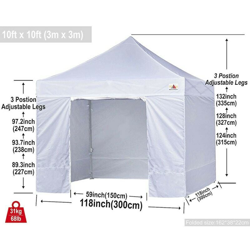 ポップアップキャノピーテントサイドウォールキャリーバッグ付アウトドアキャンプABCCANOPYEzPopUpCanopyTentwithSidewallsCommercial-Series,White