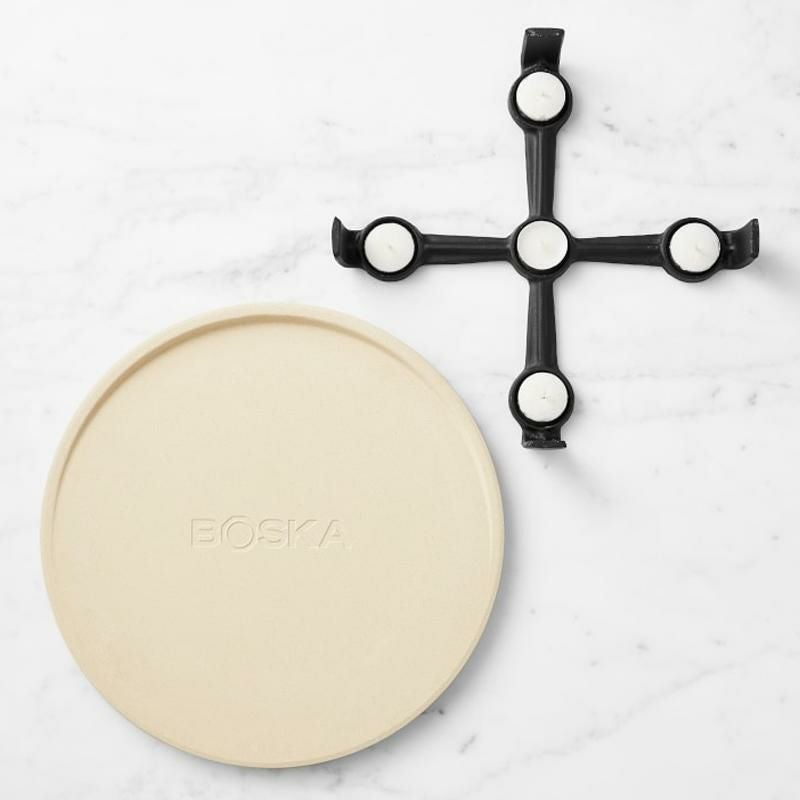 ボスカピザストーンウォーミングベースキャンドル付直径33cmBoskaOven-to-TablePizzaStoneSetwithWarmingBase