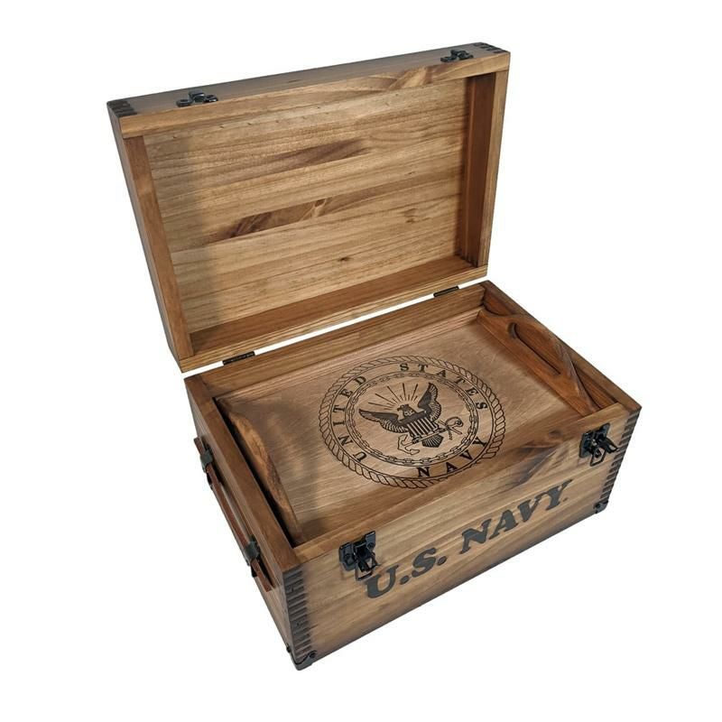 木箱アメリカ製ネイビーアメリカ海軍フットロッカーボックスRelicWoodNavyKeepsakeFootlocker